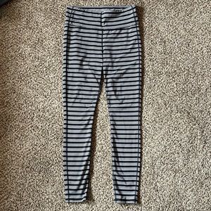 Athleta grey and black stripe full length leggings